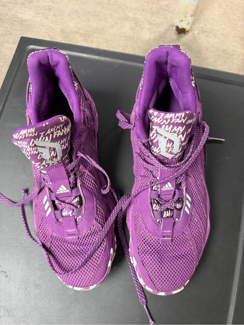 adidas men’s Damian lillard Purple Mesh Trail Sneakers with White Accents